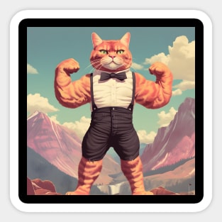 Muscle Meow: The Adorably Buff Felines - Flame Sticker